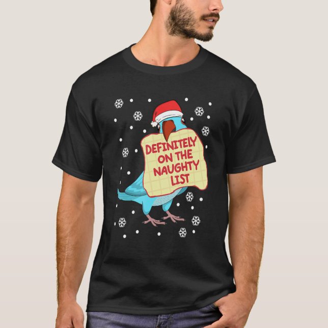 Definitely On Naughty List Parrot I Blue Indian Ri T-Shirt (Front)