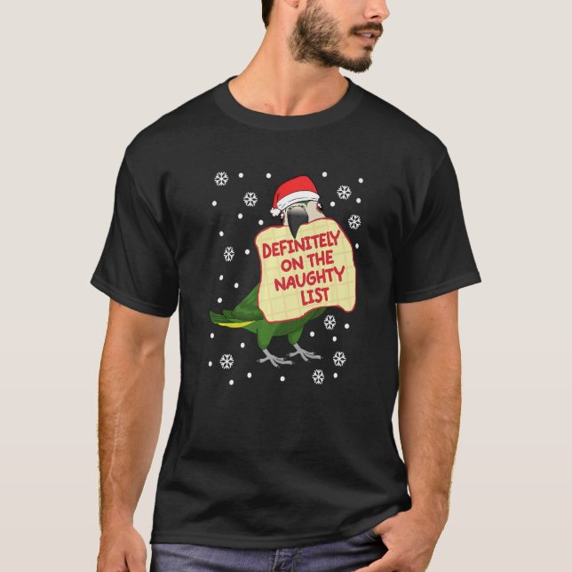 Definitely On Naughty List Parrot I Hahns Macaw T-Shirt (Front)