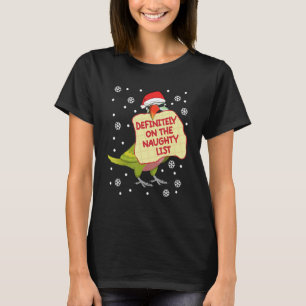 Definitely On Naughty List Parrot I Moustache Para T-Shirt