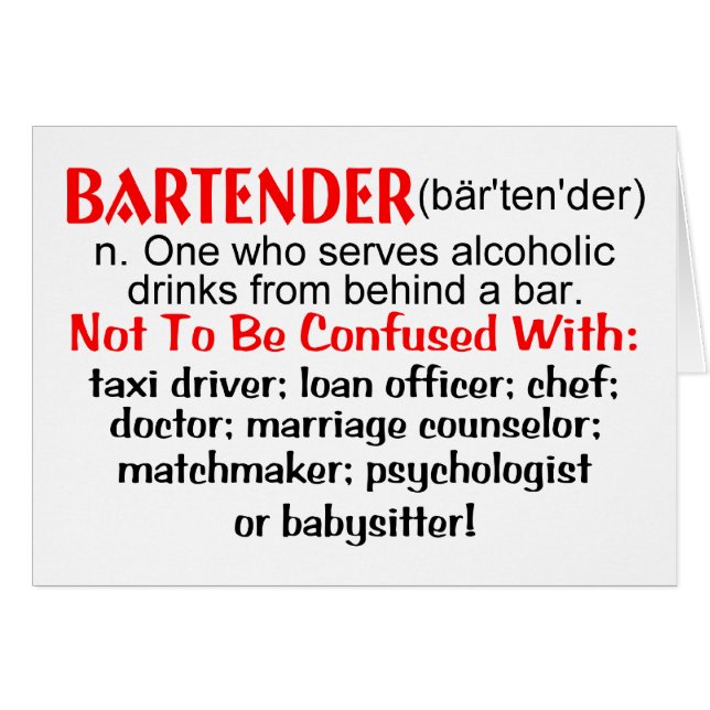 Definition of a Bartender (Front Horizontal)
