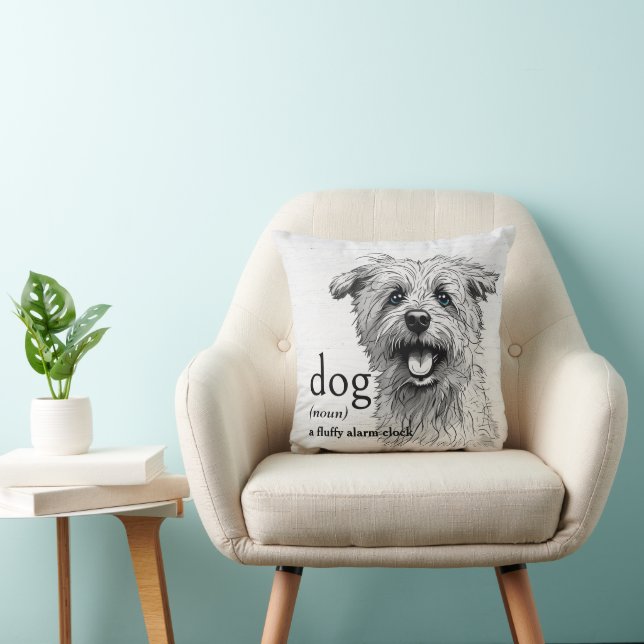Definition Of A Dog On Whitewashed Wood Cushion (Chair)
