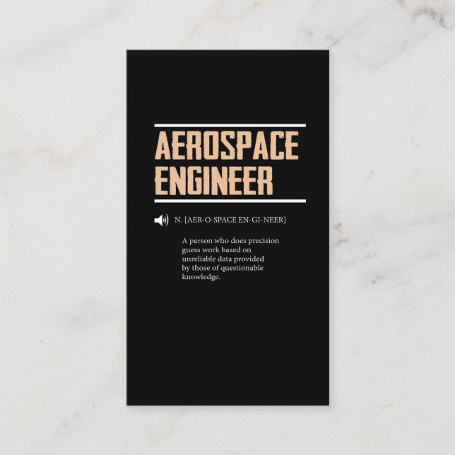 Definition of an Aerospace Engineer Gift Idea Business Card (Front)