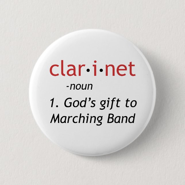 Definition of Clarinet 6 Cm Round Badge (Front)