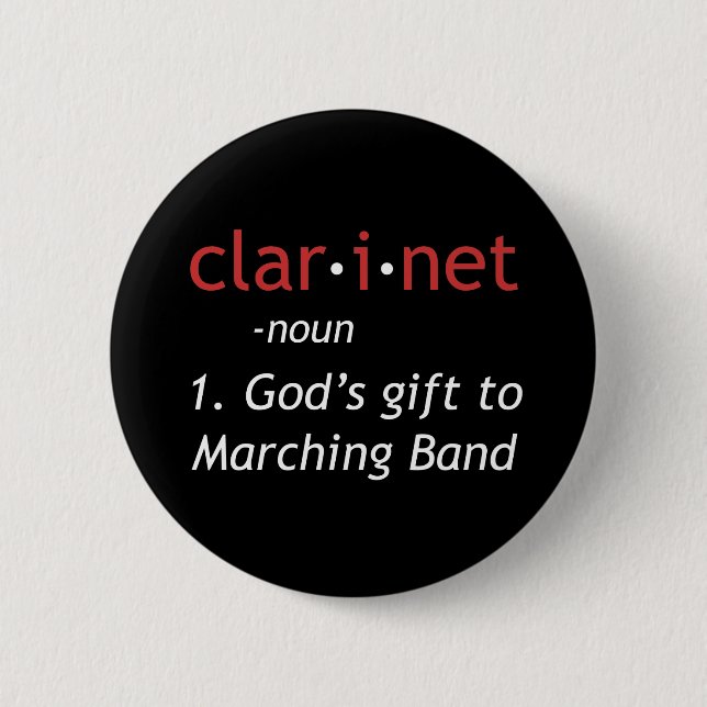 Definition of Clarinet 6 Cm Round Badge (Front)