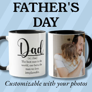 Definition of Dad black custom photo Mug