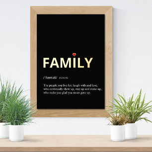 Definition of FAMILY minimal black gold Foil Foil Prints