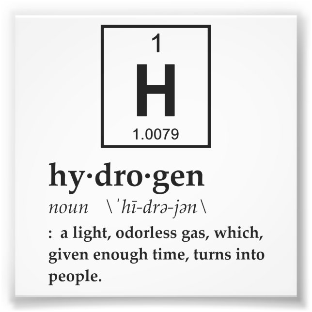 Definition of Hydrogen Photo Print (Front)