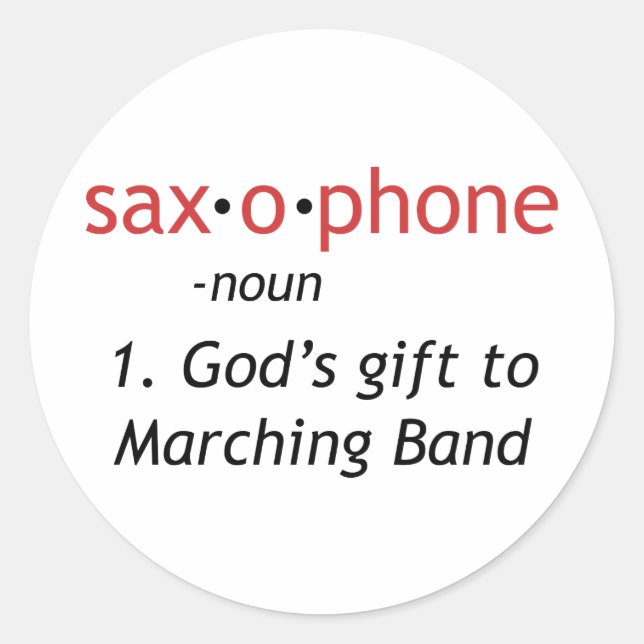 Definition of Saxophone Classic Round Sticker (Front)