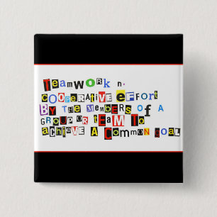Definition of Teamwork 15 Cm Square Badge