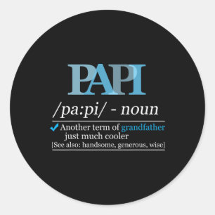 Definition Papi Funny Grandpa Dad Fathers Day Chri Classic Round Sticker