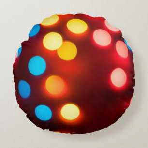 Defocused christmas lights. New Year bokeh. Abstra Round Cushion