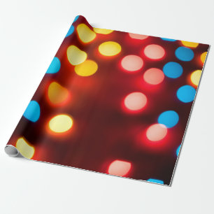 Defocused christmas lights. New Year bokeh. Abstra Wrapping Paper