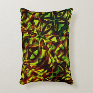 Deformed ties of burnt green ribbons decorative cushion