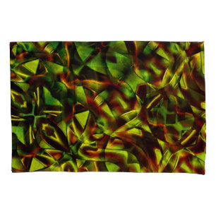 Deformed ties of burnt green ribbons pillowcase