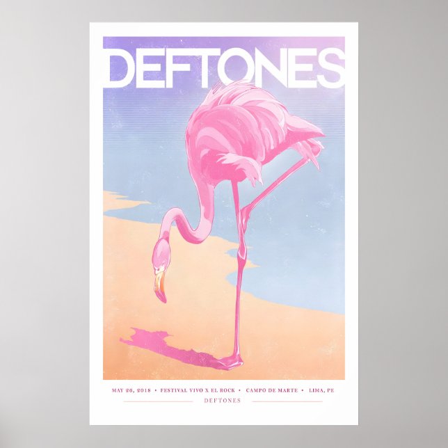 Deftones Gig Poster Pink Flamingo Art Print (A3 (Front)