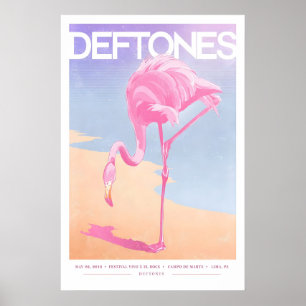 Deftones Gig Poster Pink Flamingo Art Print (A3