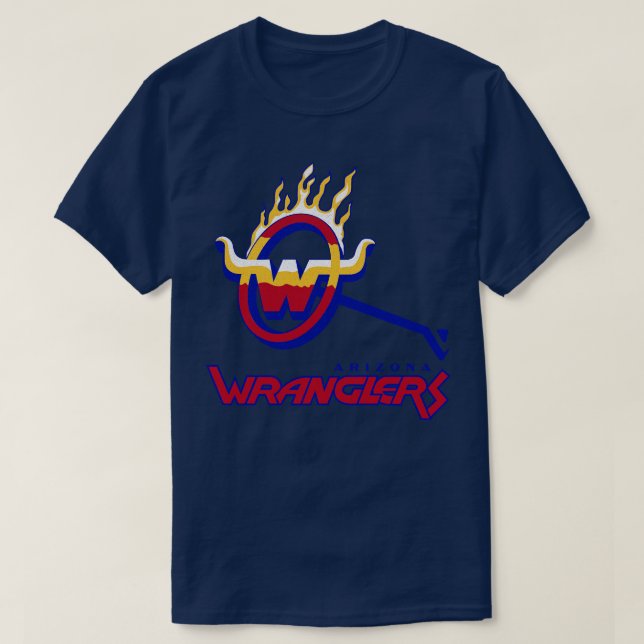Defunct Arizona Wranglers USFL 1983 T-Shirt (Design Front)
