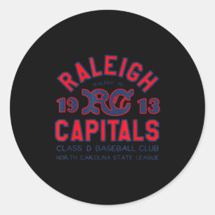 Defunct Raleigh Capitals Vintage Baseball Team Tri Classic Round Sticker