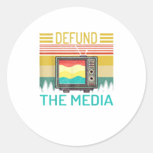 Defund the media retro Vintage Git Classic Round Sticker