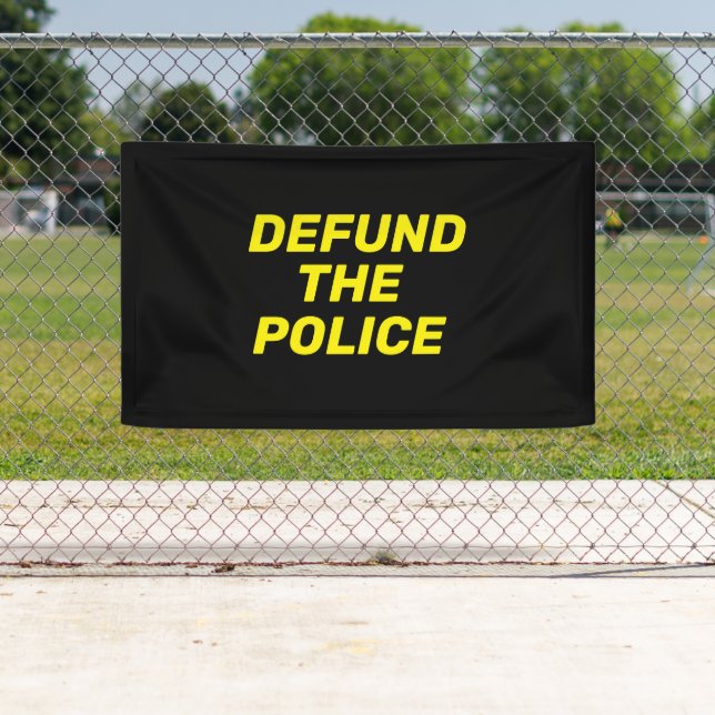 Defund The Police black yellow modern typography Banner (Insitu)