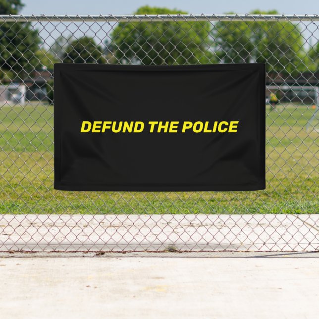 Defund The Police black yellow typography modern Banner (Insitu)