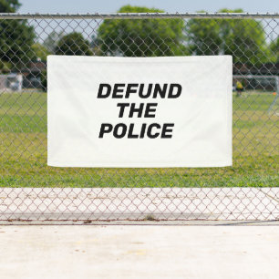 Defund The Police white black typography modern Banner