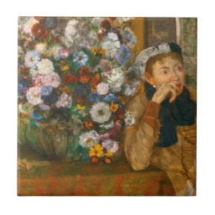 Degas A Woman Seated Beside a Vase of Flowers Ceramic Tile