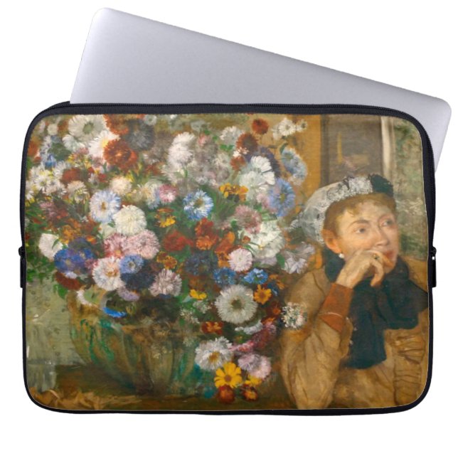 Degas A Woman Seated Beside a Vase of Flowers Laptop Sleeve (Front)