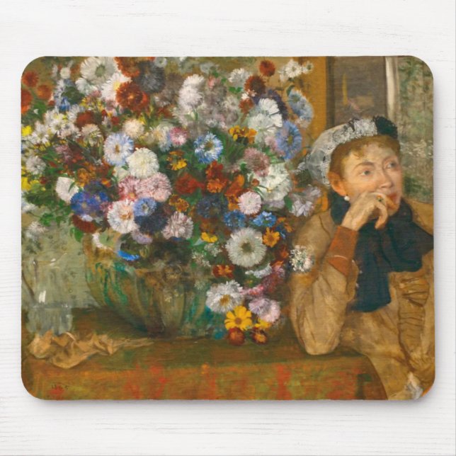 Degas A Woman Seated Beside a Vase of Flowers Mouse Pad (Front)