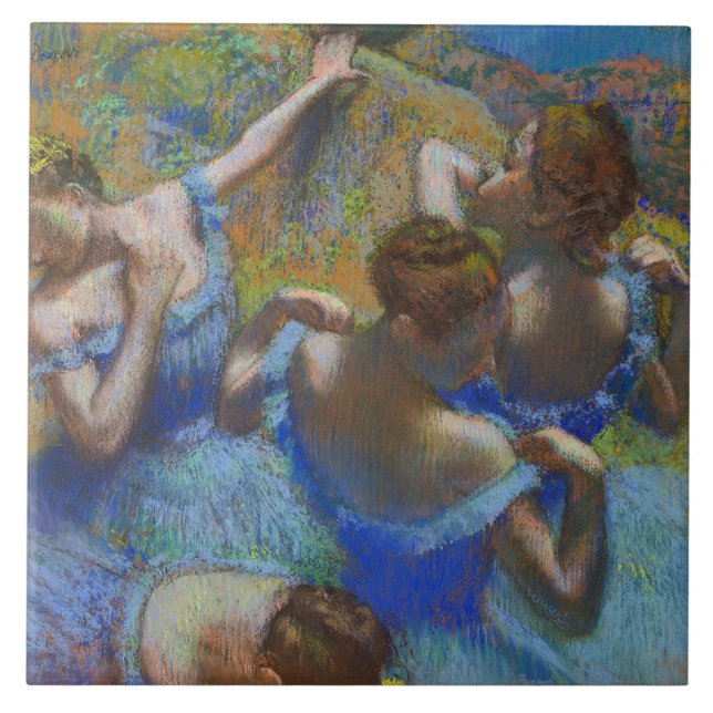 Degas Blue Dancers Pastel Fine Art Masterpiece Ceramic Tile (Front)