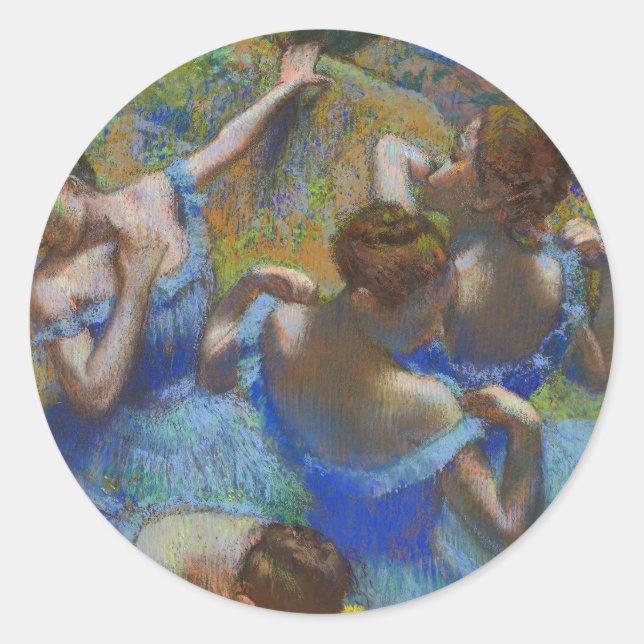 Degas Blue Dancers Pastel Fine Art Masterpiece Classic Round Sticker (Front)