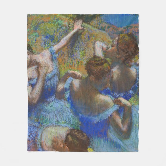 Degas Blue Dancers Pastel Fine Art Masterpiece Fleece Blanket (Front)