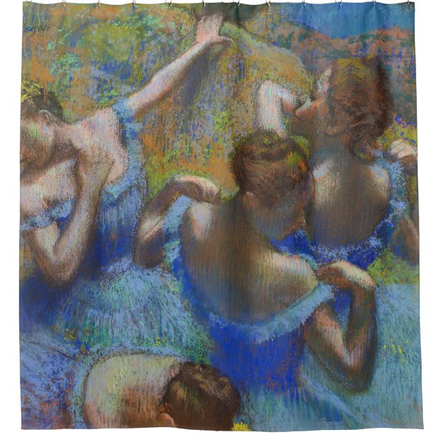 Degas Blue Dancers Pastel Fine Art Masterpiece Shower Curtain (Front)