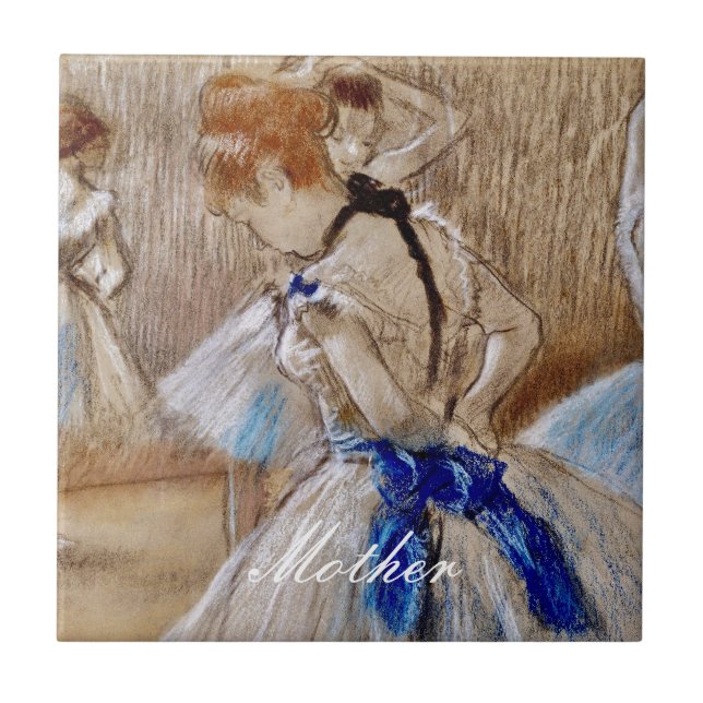 Degas Dancer With Blue Ribbon  Ceramic Tile (Front)