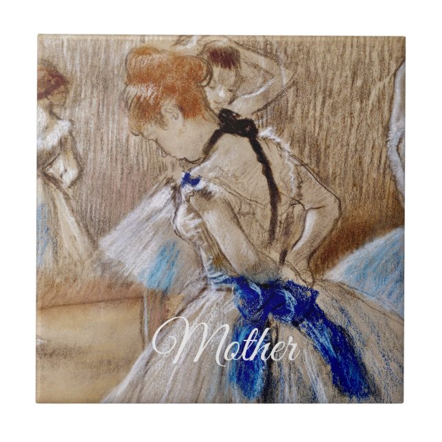 Degas Dancer With Blue Ribbon  Ceramic Tile (Front)