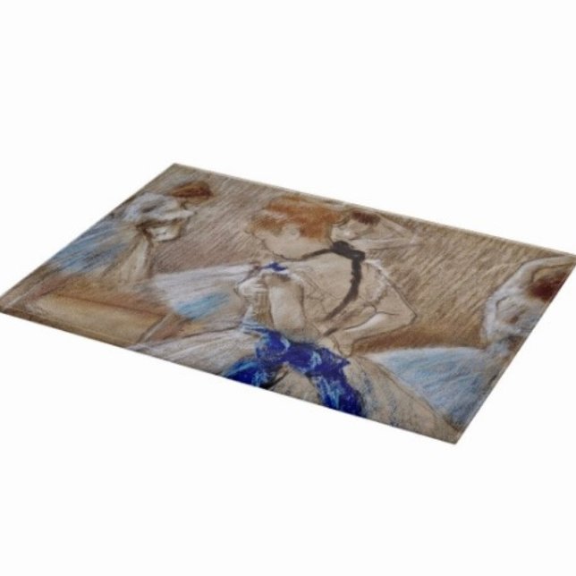 Degas Dancer With Blue Ribbon  Cutting Board (Glass Cutting Board – 5 different sizes. 100% food safe.  tempered glass Non-skid rubber feet. )