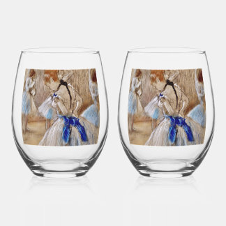 Degas Dancer with Blue Ribbon    Stemless Wine Glass