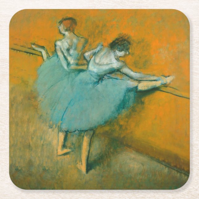 Degas Dancers at the Bar Ballet Square Paper Coaster (Front)
