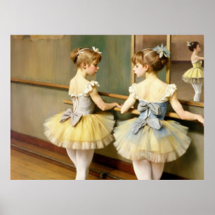 Degas-inspired dancers in a rehearsal room poster