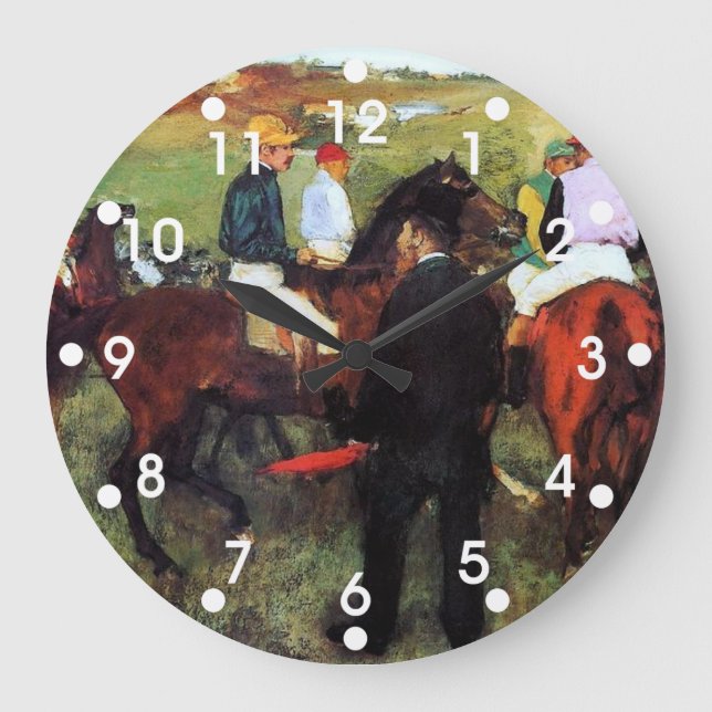 Degas - Racehorses Large Clock (Front)