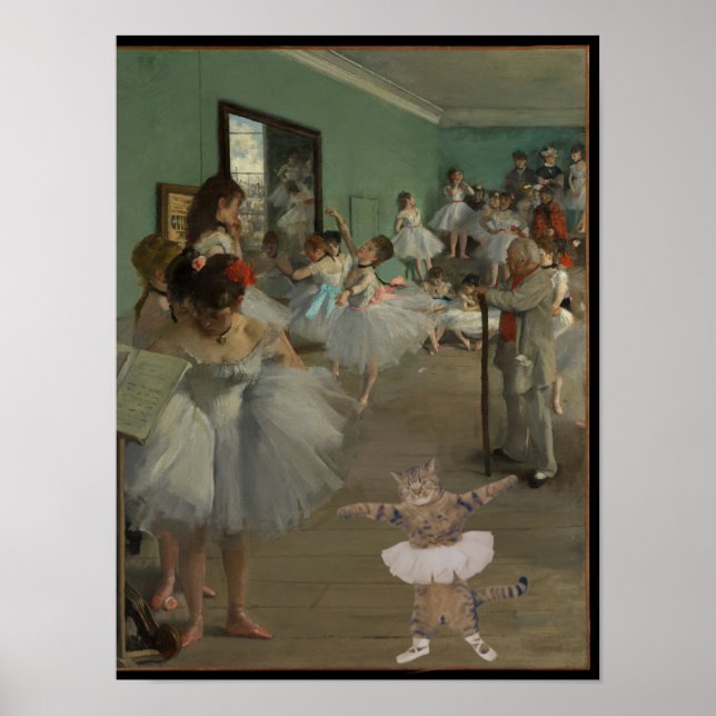 Degas' The Dance Class with Ballet Cat  Poster (Front)