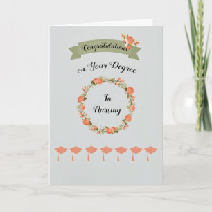 Degree in Nursing Card with Floral Wreath