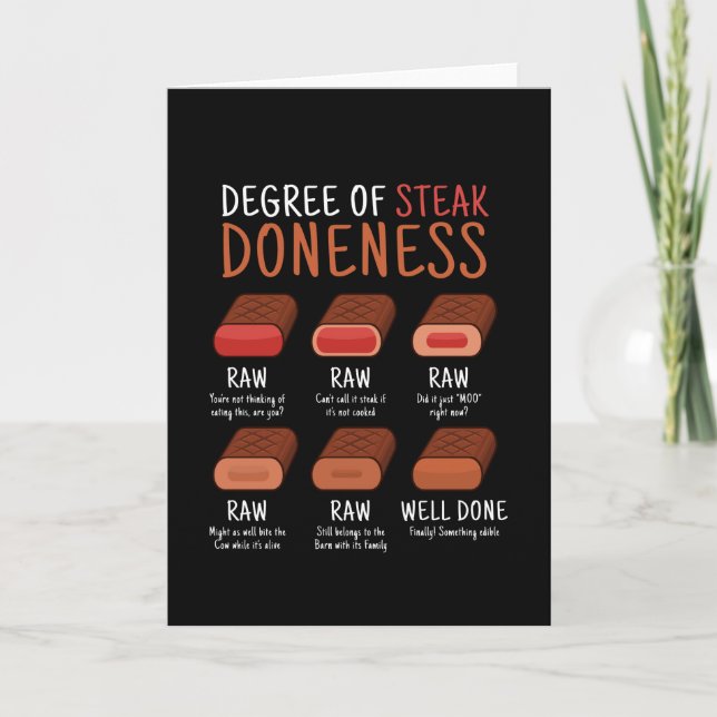 Degree Of Steak Doneness Meat Grill BBQ Card (Front)