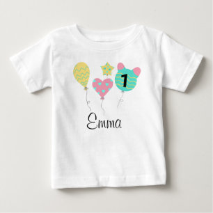 DEIN DESIGN/Name Erster Geburtstag Luftballons Baby T-Shirt