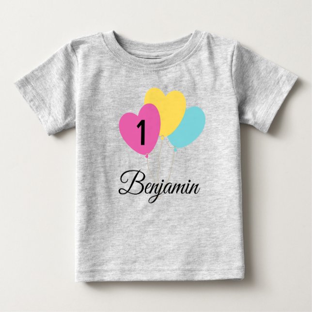 DEIN DESIGN/TEXT/PHOTO first birthday balloon Baby T-Shirt (Front)