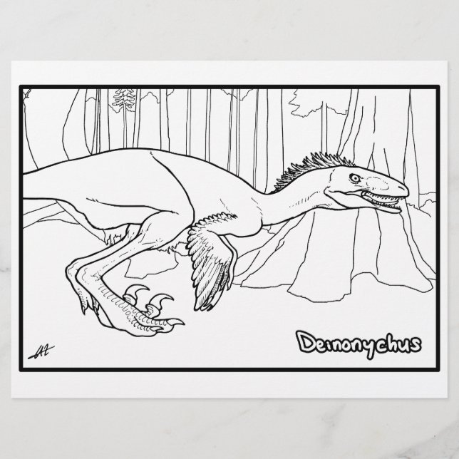 Deinonychus - Colouring page. (Front)