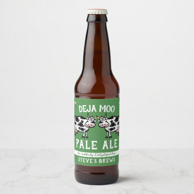 Deja Moo Funny Cow Beer Bottle Label (Front)
