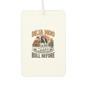 Deja Moo Funny Cow Western Vintage Shirt Design_1 Car Air Freshener