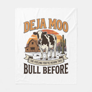 Deja Moo Funny Cow Western Vintage Shirt Design_1 Fleece Blanket