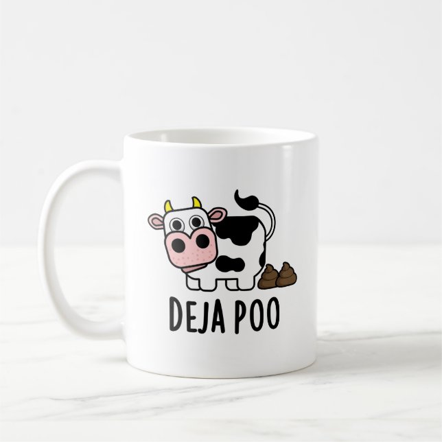 Deja Poo Funny Cow Poop Pun  Coffee Mug (Left)